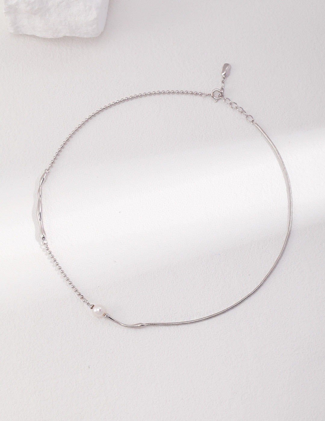 S925 Minimalist Asymmetrical Pearl Necklace