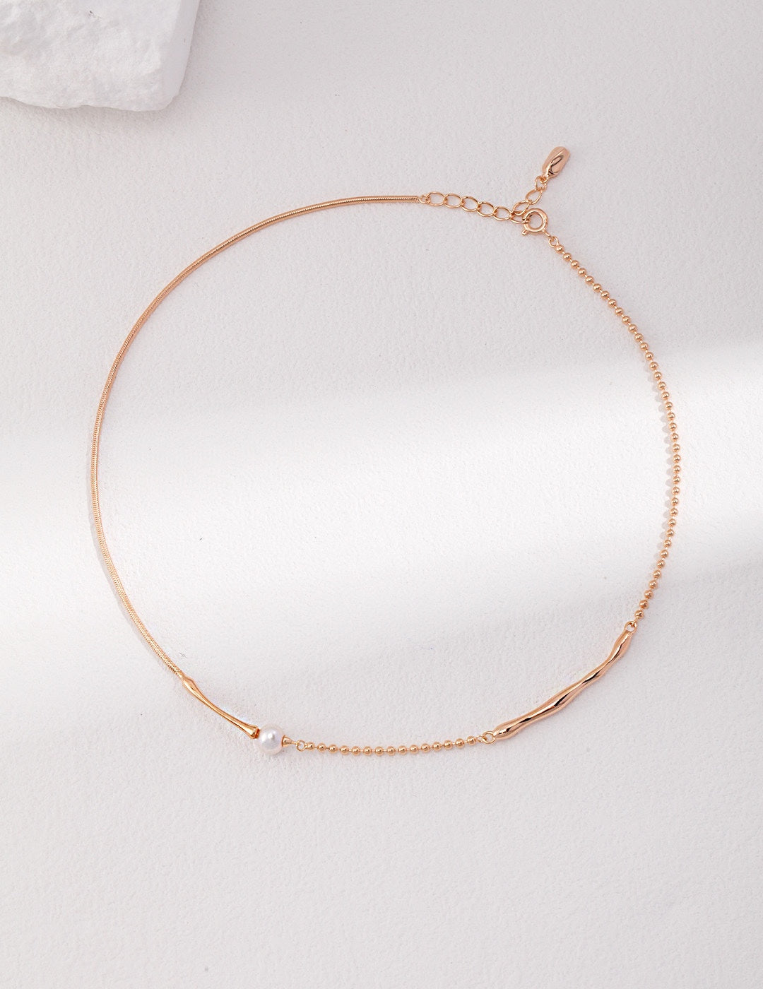 S925 Minimalist Asymmetrical Pearl Necklace