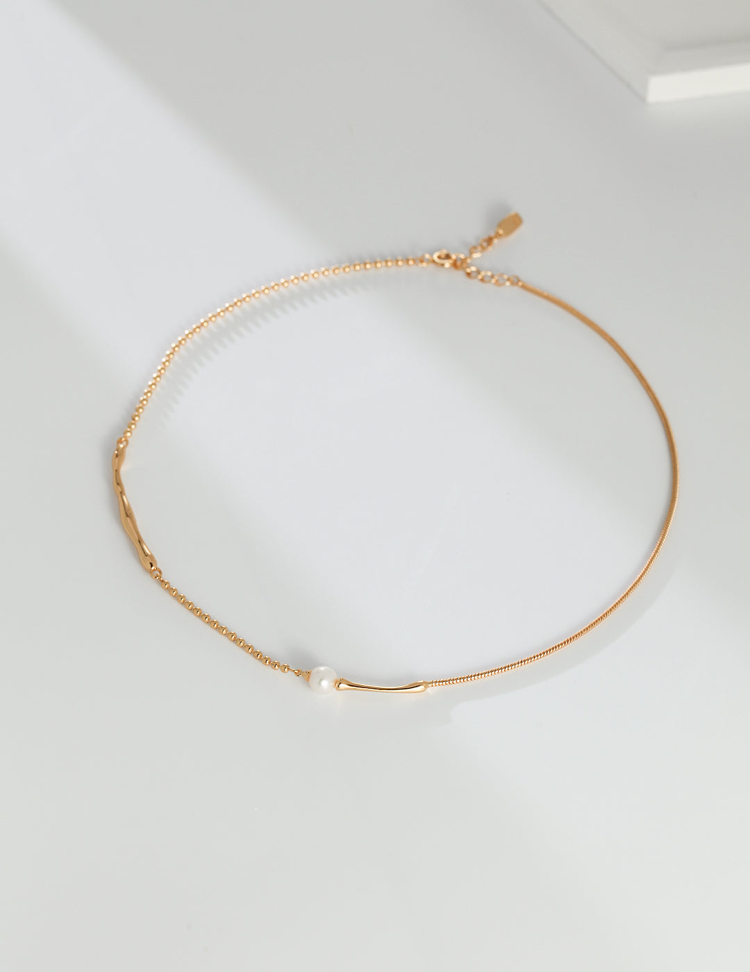 S925 Minimalist Asymmetrical Pearl Necklace